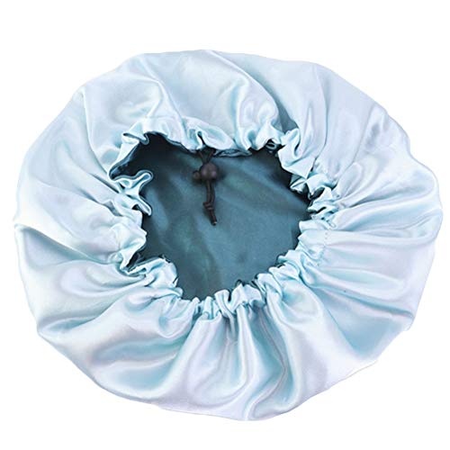 TOVINANNA Gorro Satén Doble Capa Ajustable para Dormir Suave y Cómodo Conserva Humedad y Estilo para Mujer Color Azul