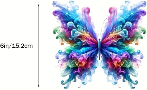 Image of Colorful Butterfly Sticker Decal, Multicolor, Glossy Finish, Waterproof, 6 in /15.2 cm, for Car, Laptop, Helmet