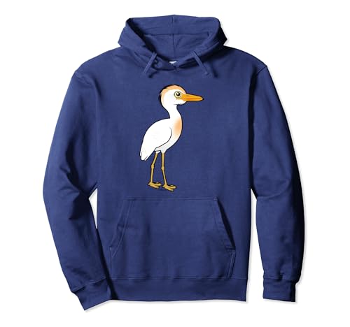 Impossibly Cute Cattle Egret | Birdorable Cartoon Bird Pullover Hoodie