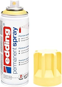 edding 5200 permanent spray - pastel yellow matt - 200 ml - acrylic paint for painting and decorating glass, metal, wood, ceramic, plastic, canvas - aerosol spray, acrylic spray, paint spray