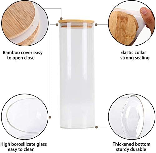 KAHEIGN 3PCS Storage Jars with Silicon Ring Bamboo Lids, 1500ml x 2 / 2100ml Air Tight Glass Kitchen Food Cereal Containers for Jam Pasta Spaghetti Coffee Beans Cookie Snack Flour