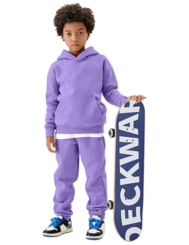 COZYPOIN Unisex Kids Fleece 2 Piece Outfits Girls Boys Hooded Sweatshirt and Jogger Sweatpants Sweatsuit Set for 5-14Y4