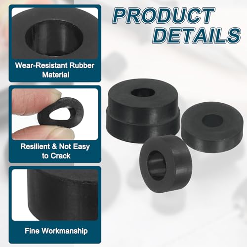 QUARKZMAN 6 Stück Gummi Unterlegscheiben Schwarz, 45mm Außendurchmesser 12mm Innendurchmesser 20mm Dicke Distanzhülsen Gummidichtung Rund Abstandshalter für Wasserhahn Möbel Maschinentechnik