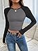 ATHMILE Womens Long Sleeve Shirts 2025 Fall Fashion Outfits Clothes Slim Fitted Basic Tee Going Out Crop Tops Cute Y2k Teen Girl Color Block T-Shirts