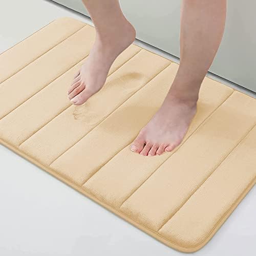 Buganda Memory Foam Bath Mat Rug, Ultra Soft and Non-Slip Bathroom Rugs, Water Absorbent and Machine Washable Bath Rug for Bathroom, Shower, and Tub, 24" x 16", Gold