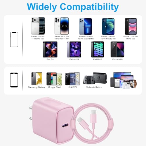 Image of iPhone 17 16 15 Charger Fast Charging 6FT - 20W USB C Charger Block