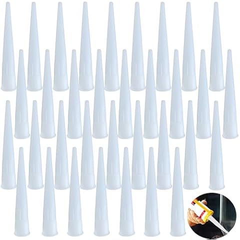 50Pcs Caulk Nozzles Plastic Pipe Caulking Tips Caulking Gun extender Caulk Nozzle Tip Tool,White Cover