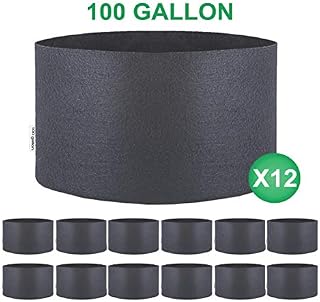 TopoGrow 12 Pack 100 Gallon Grow Bags Black Fabric Round Aeration Pots Container