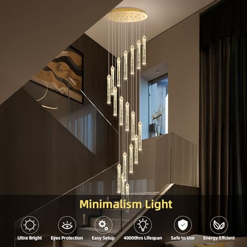 Lustre en verre d'exception pour plafonds hauts de villa