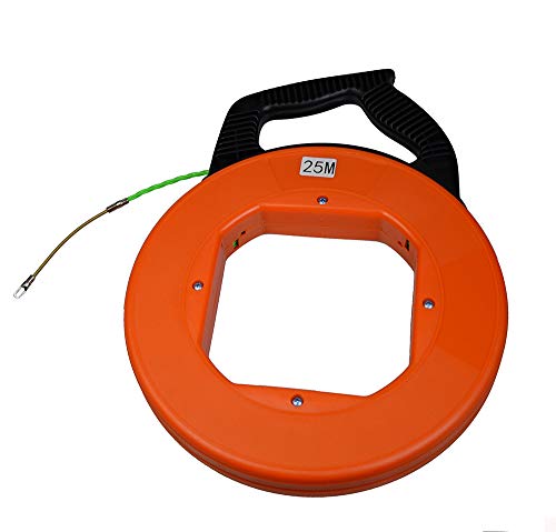 Electrical Fish Tape Case Wire Puller with 1pcs Fastener tool 4.3mm x 82 Feet/Up Grade Leader Hole (Orange)