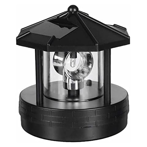 XITING Solar Powered Lighthouse, Solar LED 360 Degree Rotating Lighthouse Waterproof LED Solar Light Beacon Tower Decorative Lamp Landscape Light for Outdoor Garden Yard Decor Cover
