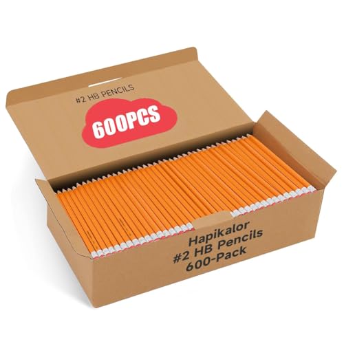 600 Pack Sharpened #2 HB Pencils with Erasers, Bulk Pack Graphite Pencils for School Classroom Teacher Supplies, Writing, Drawing and Sketching, Gifts for Kids Party Favors