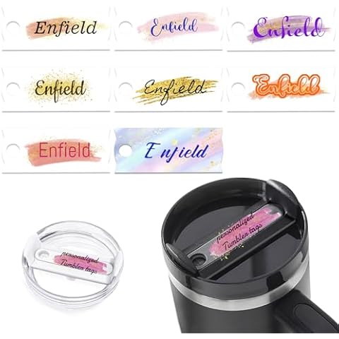 Personalized Tumbler Tags Custom Tumbler Tags for Stanley Tumblers Lids, Glitter Acrylic Tumbler Name Tags for 30/40 Oz Tumblers Cover