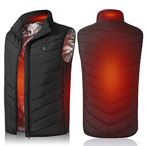 Festnight Chaleco Calefactado Invierno Hombre, Chaleco Termoeléctrico ligero USB con Bolsillo para Camping, Pesca, Esquí, Excursionismo, Carga Rápida, ideal Como Regalo