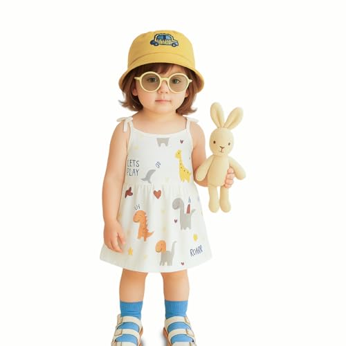 Image of Kidbea Organic Cotton Baby Girl Dresses | Muslin Frock for Girls | Soft Breathable Cute Printed Summer Wear Clothes with Tie-Up Shoulders