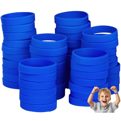 Bracelets silicone enfants bleus lot de 100 vierges anti-déchirure