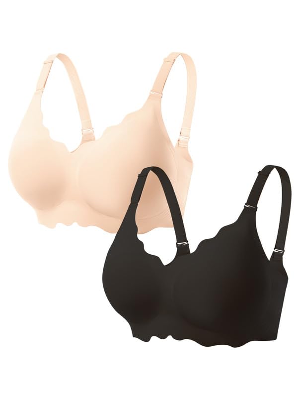 Image of COCOMARTS Jelly Bras for Women No Underwire Scalloped Wireless Push Up Bra | Seamless Full Coverage Supportive Everyday Essentials Tshirt Bras, Soft Breathable Comfortable Bralettes