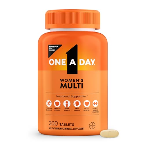 One A Day Multivitamin for Women- Daily Vitamins for Woman with Biotin, Calcium, Folic Acid, Iron & Zinc, Complete Women’s Vitamins, 200 Ct (Packaging May Vary)