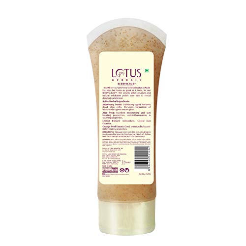 Image of Lotus Herbals Whiteglow Skin Whitening & Brightening Gel Cream, SPF-25, 40g and Lotus Herbals Berry Scrub Strawberry & Aloe Vera Exfoliating Face Wash, 120g