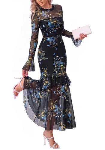 Image of BTFBM Elegant Wedding Guest Dress Long Sleeve Maxi Dresses for Women