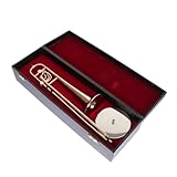 ULTECHNOVO Realistisches Miniatur Posaunenmodell aus Bronze 11cm mit Ständer Kunsthandwerksartikel als Geschenk und Tischdekoration für Zuhause