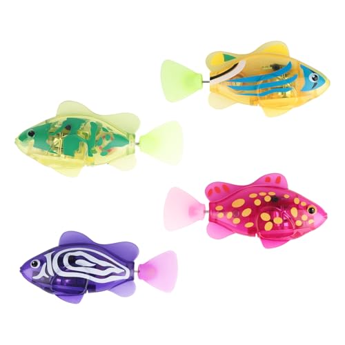 4 Stück Robo Fish Set - Elektronischer Haustier Fisch, Katzenspielzeug Elektrisch, Schwimmende Fische Spielzeug, Roboter Fisch für Kinder Badewanne, Katzenspielzeug und Kleines Aquarium zum Anschauen