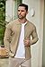COOFANDY Men's Casual Button Down Knit Polo Shirts Long Sleeve Polo Sweater Textured Button Up Shirt Light Khaki