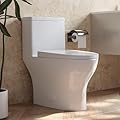 Toilets for Bathrooms, DeerValley DV-1F0073 One Piece Toilet Dual Flush 1/1.6 GPF MaP 1000g Chair Height 16.93" Compact Elongated Toilet With Soft Close Seat, 12'' Rough-In White Modern Toilet Bowl