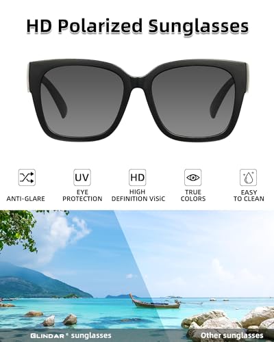 Image of JIM HALO Polarized Sunglasses Fit Over Glasses for Men Women, Square Night Vision Glasses for Driving UV Protection 2 Packs