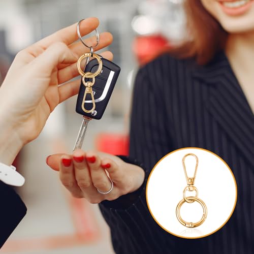 JJUNW Bnehmbare Karabinerhaken, 2pcs Drehbare Karabinerhaken, Metall Karabiner Schlüsselanhänger 360° Drehbarem Karabiner Verschlüsse für DIY Handtasche Keychain Basteln Rucksack Zubehör(Gold)