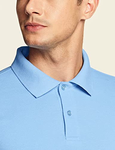Tsla Men's Cotton Pique Polo Shirts, Classic Fit Short Sleeve Solid Casual Shirts, Performance Stretch Golf Shirt, Cotton Blend Polo Light Blue, Medium #TOP3