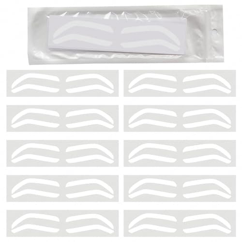 Plantilla desechable con diseño de cejas, tinte de cejas, adhesivo auxiliar para dar forma a las cejas con opción de tipo de cejas individuales (1 bolsa, tipo B, 10 pares)