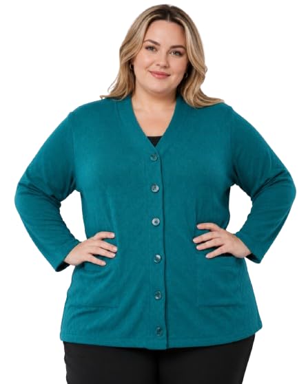 urban rock Women's Long Sleeve Cardigan Sweater Front Button Knit Sweater Front Pockets Plus Size Also Available-picture-28