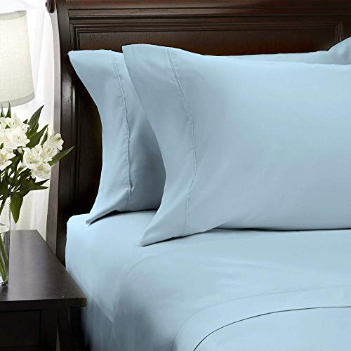 Diyhmh 1000-Tc Pure Egyptian Cotton 6-Piece Queen Size Sheets Set Fits Upto 17" Deep Pocket Eco Friendly Sheets Machine Washable Hotel Bedding Silky Soft (Solid Pattern, Light Blue) #TOP3