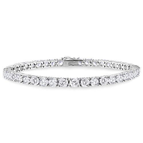 Abbie+Cleo Round Cubic Zirconia Tennis Bracelet in White Sterling Silver, 4x4mm/7.25