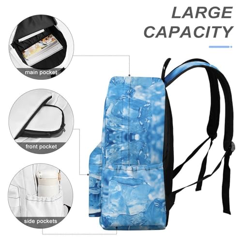 Blue Ice Cube Background Printed Backpack Water-Resistant Pack Bulk Backpack Lightweight Travel Backpack4