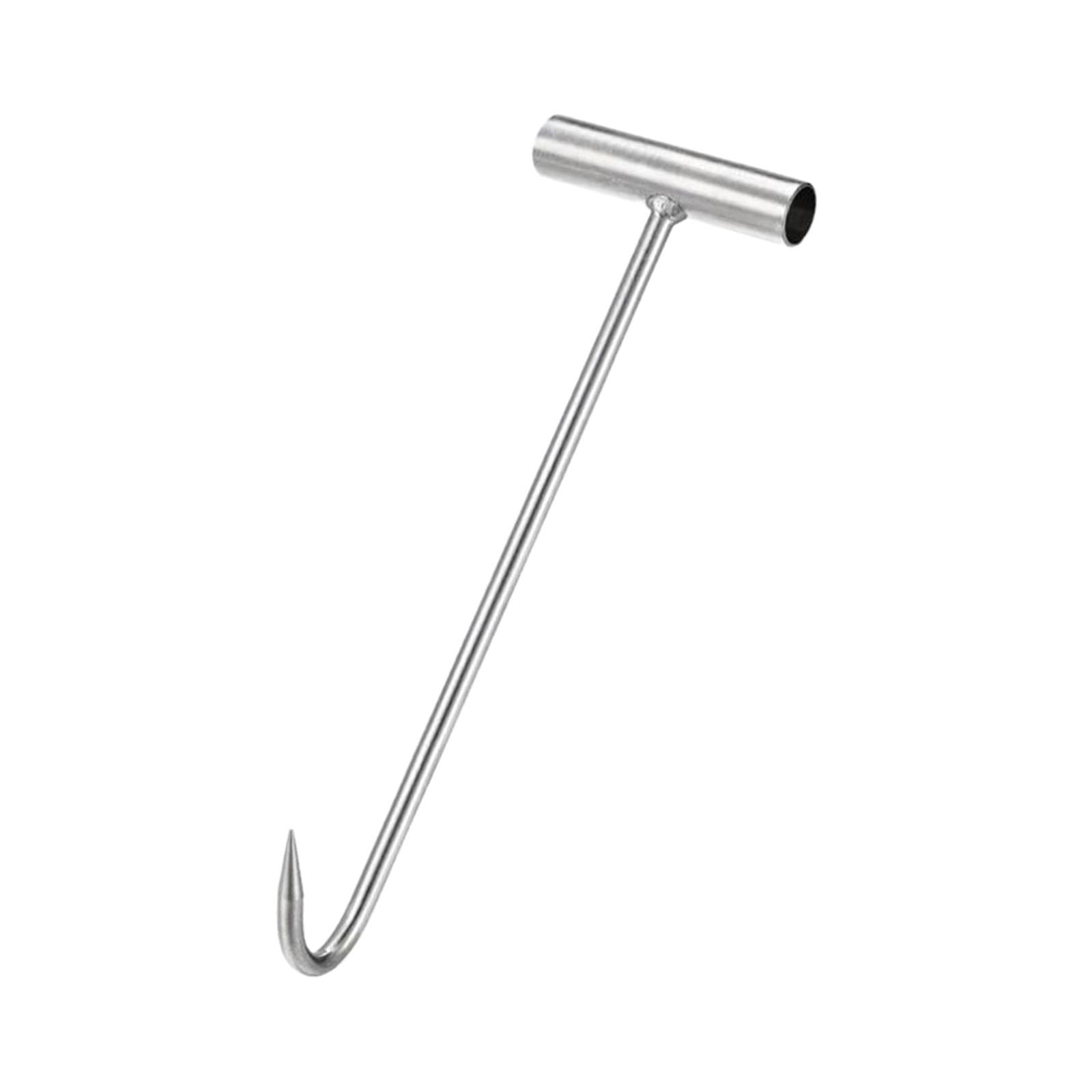 Qianly Manhole Hook Well Cover Lifter Tool Rigid Tool Hook Lift Manhole Covers Steel with T Shape Handle Utility Tool, 40CM