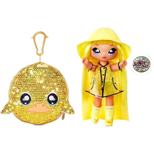 Na Na Na Surprise Muñeca de moda 2 en 1 DARIA DUCKI - Bolso con pompón - Muñeca impermeable con ropa y accesorios. Serie Sparkle - Edad: 5+ años