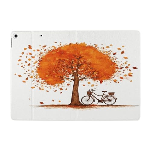 Case for iPad 9th/8th/7th Generation 10.2 Inch 2021/2020/2019 Model No Pen Holder Autumn Tree with Aged Old Bike Printed Compatible with iPad 9th /8th /7th 10.2 Inch Auto Sleep/Wake Cover