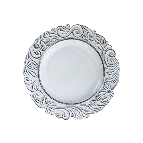 ChargeIt by Jay Aristocrat Antique Charger Plate, White