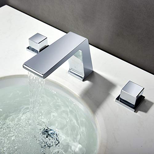 One Again Waterfall Bathroom Vessel Sink Faucet Polished Chrome 3-Hole 2-Handle Solid Brass Bathroom Basin Sink Faucets Mixer Tap