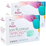 Beppy DRY Comfort Tampons Doppelpack 2x8 Stück - ohne Fädchen, trocken, Schwamm Tampon, Freiheit während der Periode (Sauna, Schwimmen, Sport, Liebe)