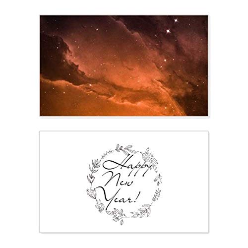 Carte de Nouvel An Nuages à offrir ciel étoilé rouge et message de bénédiction de fête
