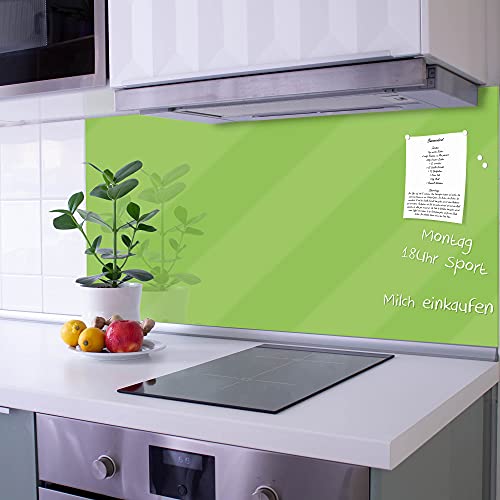 banjado Küchenrückwand Glas ohne Bohren 100x50cm – Glasrückwand Küche mit Motiv Limettengrün/Spritzschutz Küchenrückwand Glas/selbstklebende Küchenrückwand Platte - magnetisch & beschreibbar