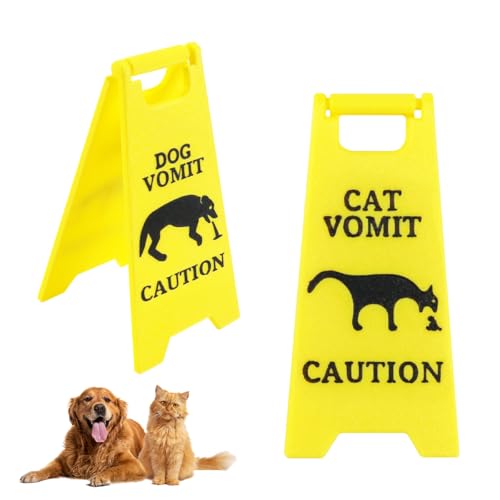 2 Piezas Cat Vomit Sign, 2025 Letrero de Vómito de Perro y Gato, Letrero de Vómito de Gato Multifuncional, Letrero Divertido 10Cm Vómito de Gato, Regalo Broma para Amantes los Perros y Ga