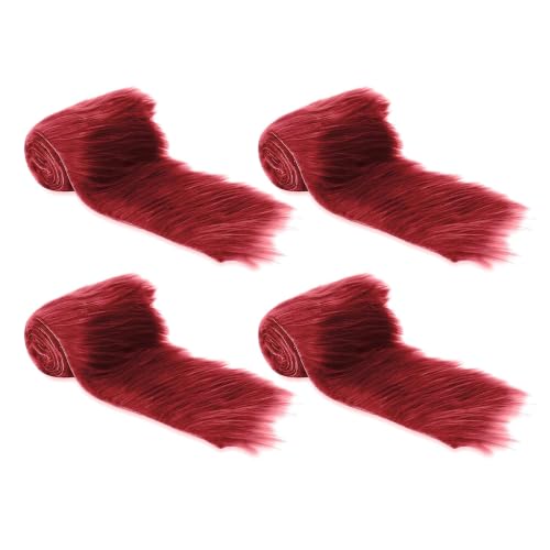 FabricLA Burgundy Shaggy Plush Faux Fur Strips - Craft Fur for Gnomes, Cosplay, and DIY Projects | 2" X 60" (Pack of 4)