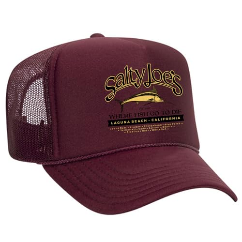 SALTY JOES Fish Count Foam Snapback Trucker Hat -Maroon
