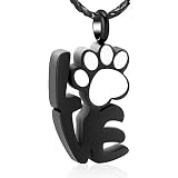 Imrsanl Pet Cremation Jewelry for Pet's Cat Dog's Ashes Pendant Paw Print Pet Urn Necklace with Holl