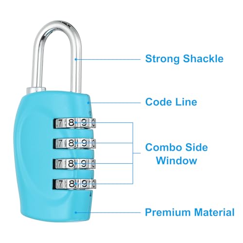 Image of PATIKIL Combination Lock, 4 Digit Outdoor Padlock Waterproof Locker Lock for Luggage Suitcase, Gym Locker, Fence, Filing Cabinets, Toolbox, Gate, Blue