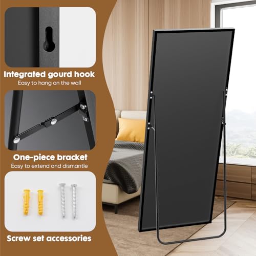 Image of XX-Large Black Full Length Mirror, 71x26 Wall Mirror Leaning or Hanging | Bedroom Decor Standing Mirror Accent for Living Room, Dressing Room Full Body Mirror, Apartment Decor and Outfit Checks
